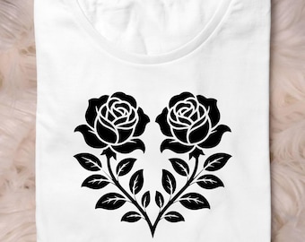 Rose Heart SVG, Floral Cut File for Cricut, Silhouette (Digital Download)