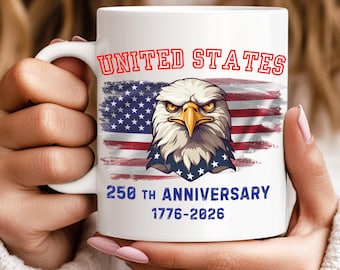 USA 250th Anniversary Coffee Mug, Patriotic American Gift