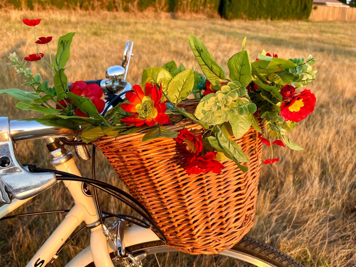 Reflective Red Flower Bike Basket Garland: 32-inch Spring Decor - Etsy