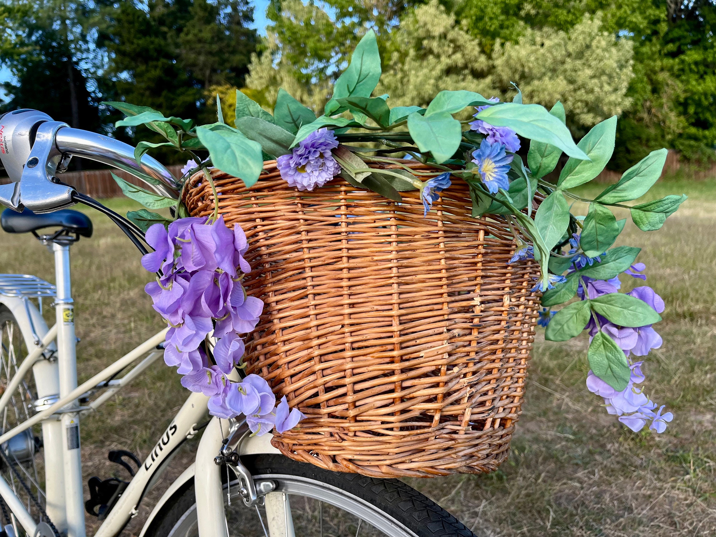 Bike Basket Garland Purple Flower Garland Reflective Flowers for Bike Etsy
