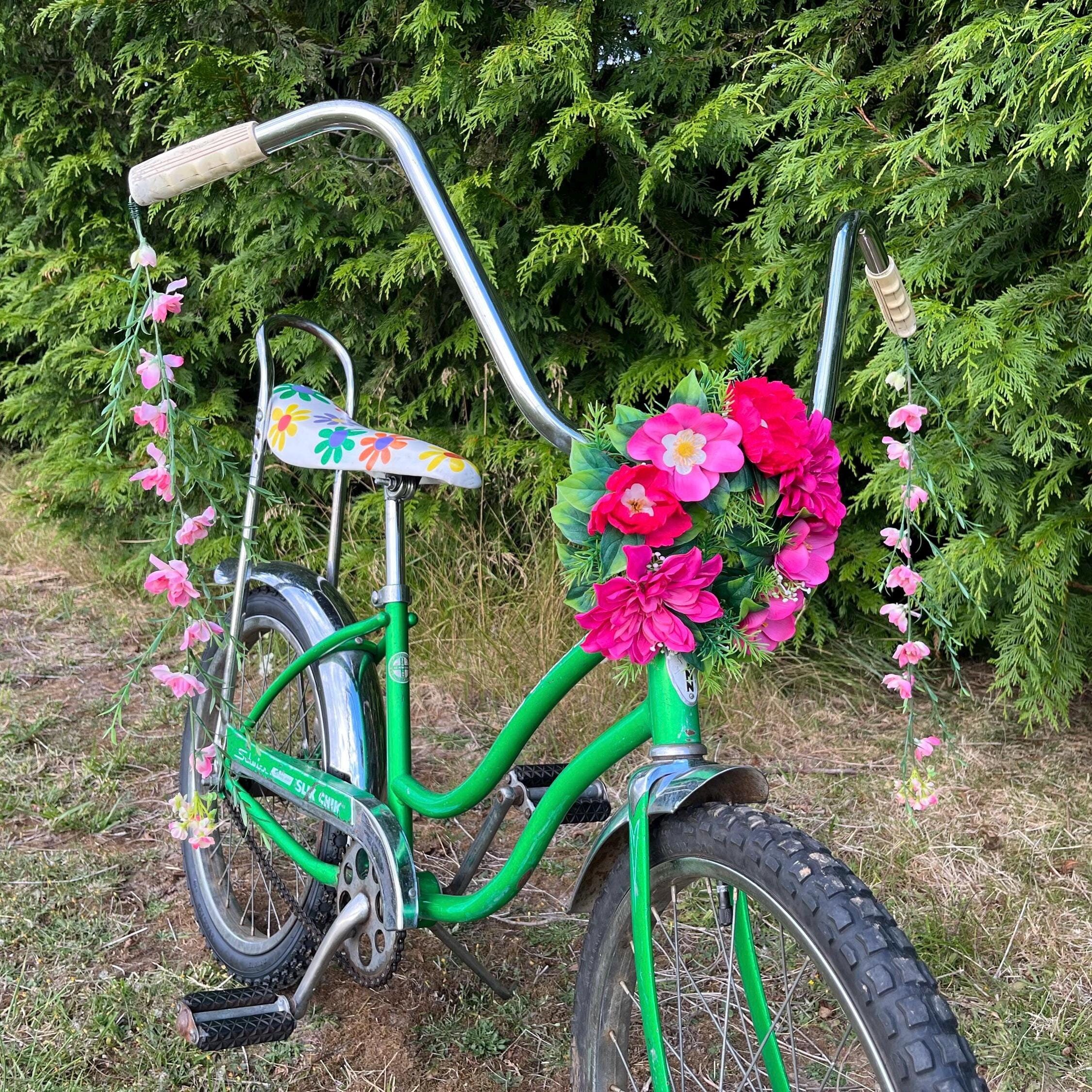 Handlebar Streamers, Pink Bicycle Streamers, Flower Bike Accessory
