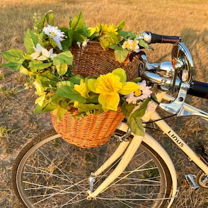 自転車用バスケットガーランド、黄色い花のガーランド、自転車用反射花