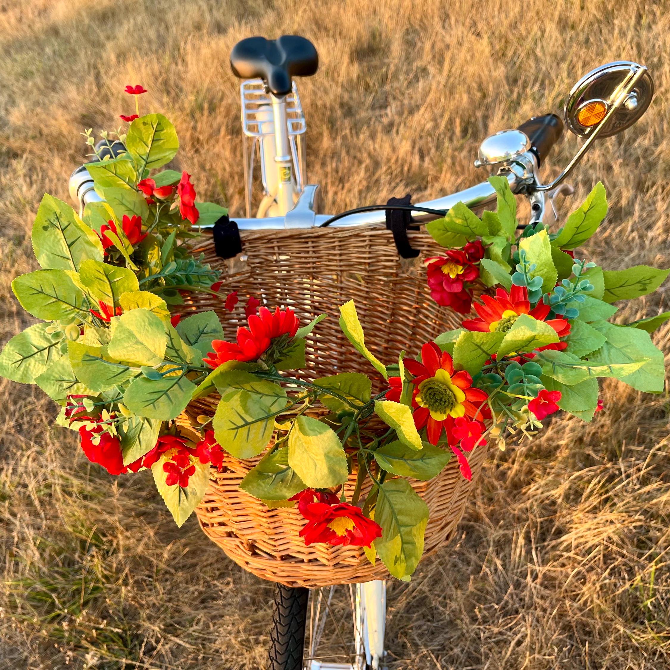 Reflective Red Flower Bike Basket Garland: 32-inch Spring Decor - Etsy