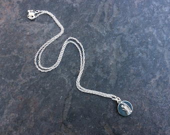 German Angel necklace reverses to German saying "Gott Mit Dir" God be with you Guardian Angel necklace with Sterling silver chain