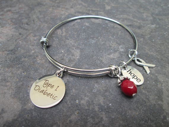 Type Diabetic or Type Diabetic Adjustable Bangle Bracelet With
