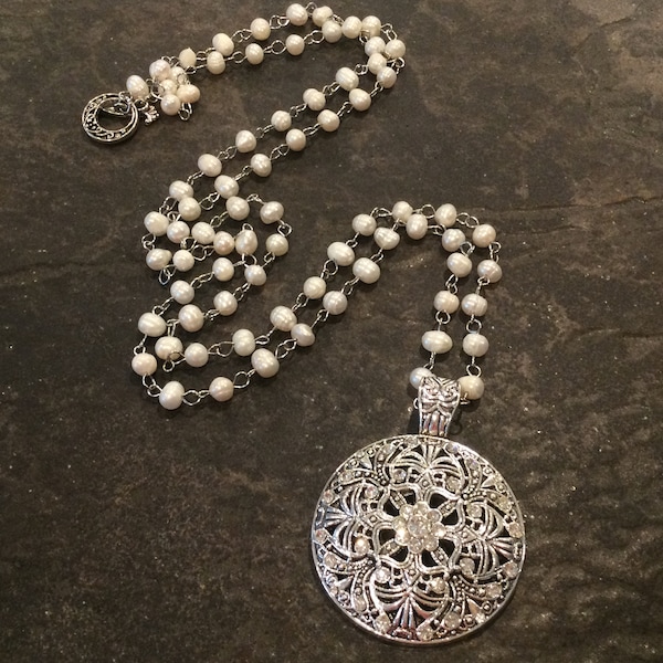 Long Necklace with Pearl Sticks main image 1