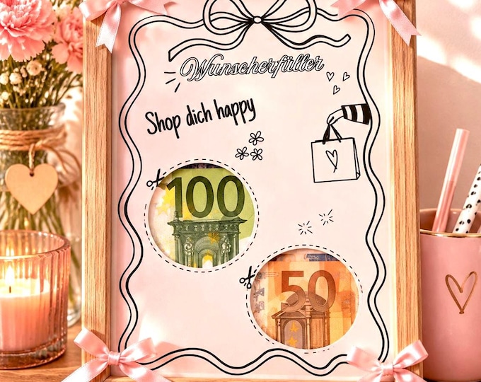Birthday money gift, printable wish fulfillment template, DIY gift for women, voucher download PDF A4