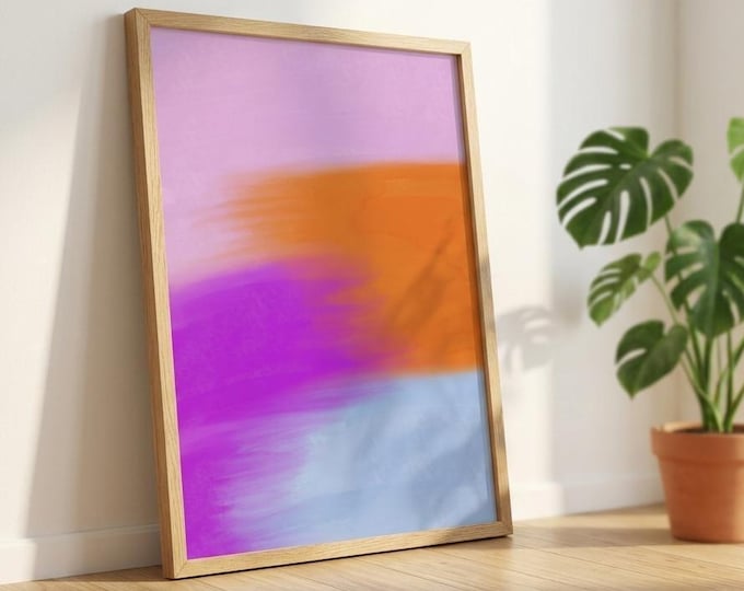 Hand-drawn wall art gradient poster, modern | Abstract art print, gouache | Living room decor