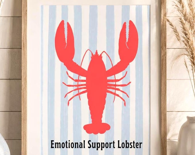 Lobster Poster for Kitchen & Vacation Home | Coastal Food Wall Art | Red Lobster Print | Beach House Wall Decor