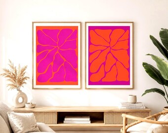 Dopamine Decor Poster in Pink and Orange | Abstract Wall Art with Bold Colors | Modern Statement Poster for Living Room, Bedroom