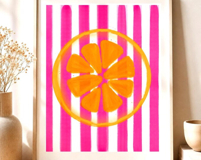Dopamine Decor Poster in Pink and Orange | Modern Citrus Art Print | Colorful Wall Art