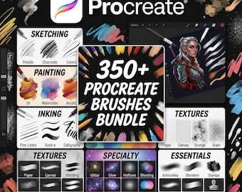 350 Procreate Brushes Bundle | Tattoo, Sketch, Ink, Texture, Shading (Digital Download)