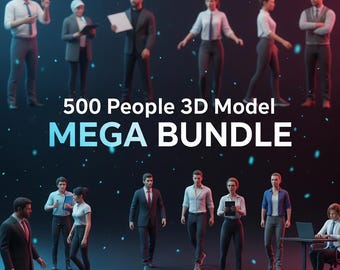Megabundel voor 500 personen: 3D-model | Realistische mannelijke en vrouwelijke personages