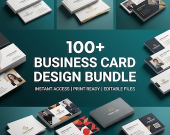 Paquete de 100 plantillas de tarjetas de visita modernas, minimalistas y profesionales para descarga instantánea.