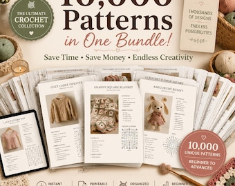 10,000 Crochet Patterns Bundle | Amigurumi, Blankets, Sweaters, Baby Clothes, PDF Crochet Patterns, Instant Download, DIY Craft Pack
