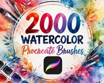 2000 Procreate Watercolor Brushes Bundle | Realistic Brushes, Digital Art Tools, iPad