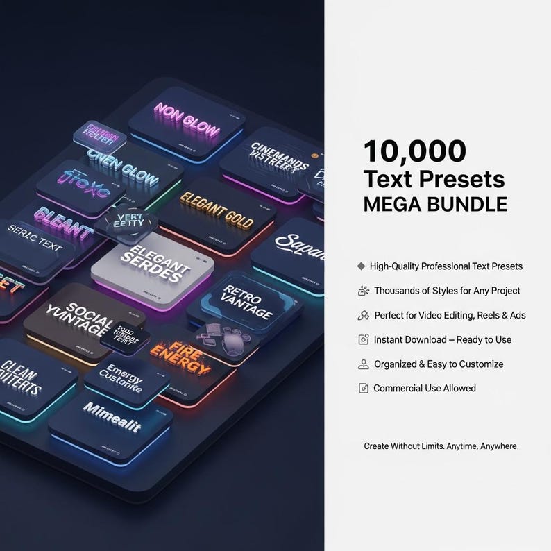 Text Message Presets 10,000 Text Presets Pack | Video Editing Text Effects, Animated Titles ...