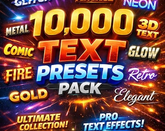 Pakket met 10.000 tekstvoorinstellingen | Bundel met teksteffecten, geanimeerde titels, rollen en YouTube-typografie voor videobewerking