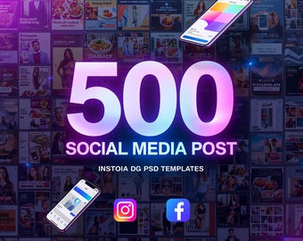 500 socialmediapostsjablonen PSD-bundel | Instagram Post, Marketing Graphics Pack Photoshop