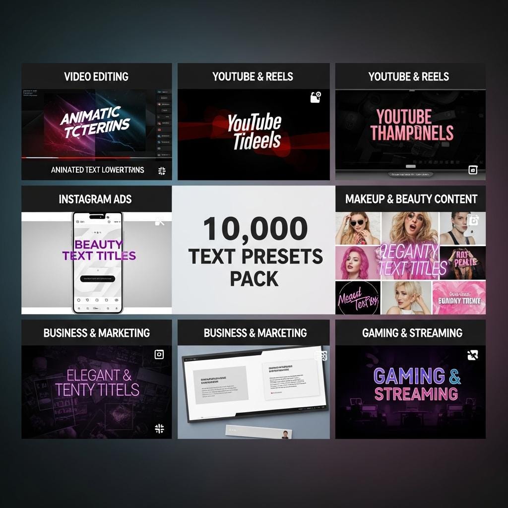 10,000 Text Presets Pack | Video Editing Text Effects, Animated Titles ...