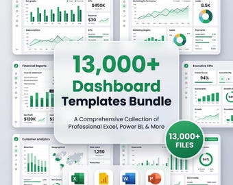 13000+ Business Templates Bundle | Excel Dashboards, Power BI Reports, Word & PowerPoint