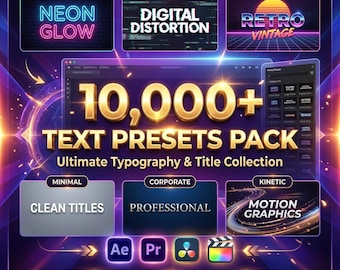 10,000 Text Presets Pack | Video Editing Text Effects, Animated Titles, Reels & YouTube Typography Bundle