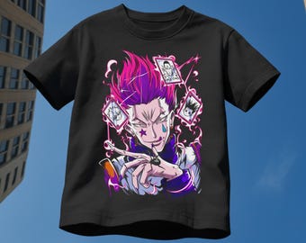 Hisoka T-Shirt, Retro Bootleg Manga Stil, Japanische Anime Streetwear