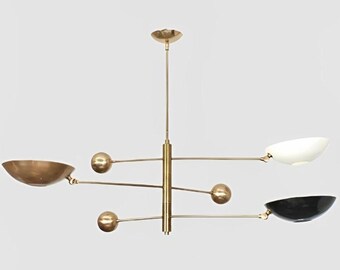 Mässingskrona i modern stil | Italiensk Stilnovo Sputnik-hänglampa