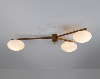 Mässingstaklampa i modern stil | 3-klotformad Lelli-stil infälld matsalslampa