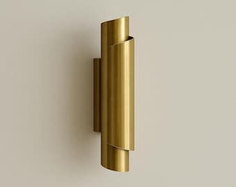 Mid Century Modern Brass Wall Sconce | Minimalist Wall Light Fixture | Bedroom & Hallway Lighting