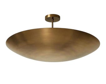 Sputnik-krona i mässing, taklampa med 6 ljuskällor, mid-century modern design