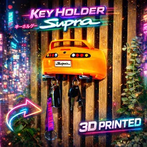 Schlüsselhalter Toyota Supra JDM  Auto Design | 3D Druck Schlüsselbrett Wand | Geschenk für Autofans