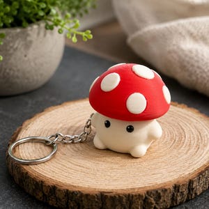 Nyckelring med svamp och klicklås | Fidgetleksak | Kawaii-svamp | Anti-stress-fidget | 3D-utskriven present Clickytoy