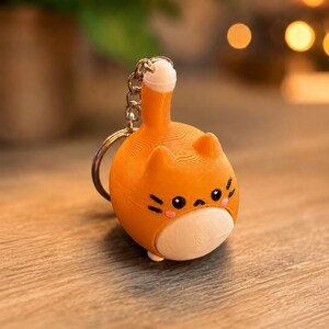 Llavero con clicker de gato regordete | Juguete antiestrés para gatos | Lindo colgante impreso en 3D | Gato kawaii | Regalo para amantes de los gatos