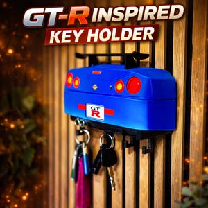 Porta-chaves estilo R34 JDM para carro esportivo, impresso em 3D, para parede, decoração automotiva, presente para entusiasta de tuning e garagem.