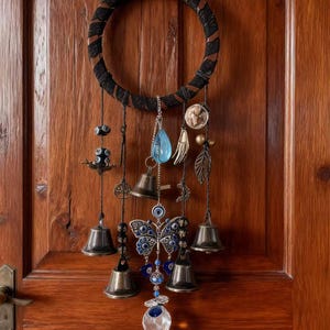 Witch Bells for Door Protection - Hanging Wicca Gift Decor - Wreath Wind Chime Hanger