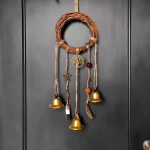 Witch Bells for Door - Wreath Wind Chime - Wicca Gift Witchcraft Hanging Door Hangers