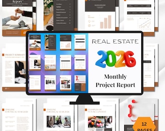 2026 Monthly Project Report Canva Template (Digital Download)