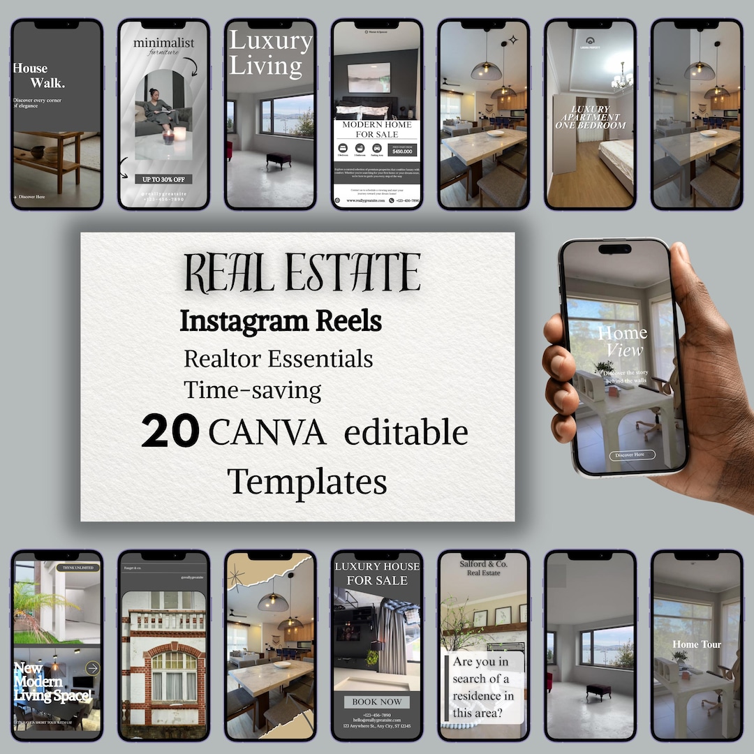 Real Estate Instagram Reels Templates Canva Editable Realtor Social ...