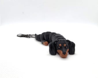 Custom keychain  Articulated Dachshund Keychain | 3D Printed Dog Fidget Toy, PLA Filament