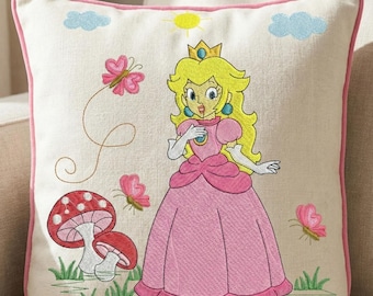 Princess Embroidery Design, Mushroom, Butterfly, 5x6 inch (PES DST Instant Download)