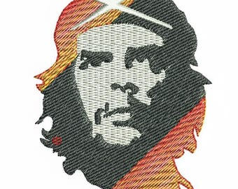 Stylized Political Figure Embroidery Design, Red & Black Profile PES Format