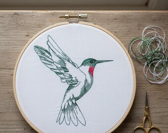 Sketch Style Hummingbird Embroidery Design | Fine Art DST Format (Digital File)