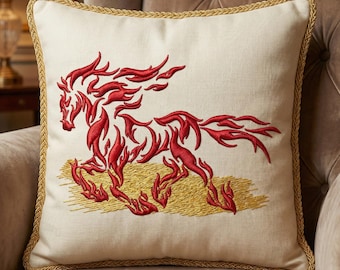 Fire Horse Embroidery Design, Flame Stallion, Abstract Animal (4x4 & 5x7) (Instant Download)