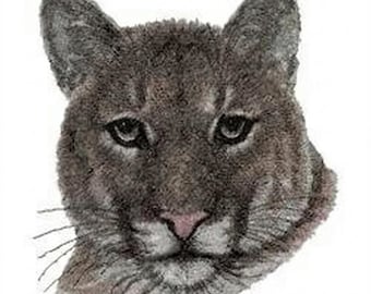 Realistic Puma Head Embroidery Design | Mountain Lion Portrait (DST Format)