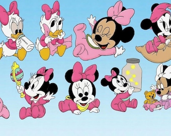 Baby Minnie Mouse & Daisy Duck Machine Embroidery Designs Bundle - Cute Disney Nursery Patterns - Instant Download (PES, JEF)