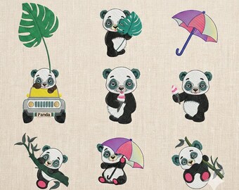 Panda Machine Embroidery Designs, Baby Animal PES Files (Instant Download)