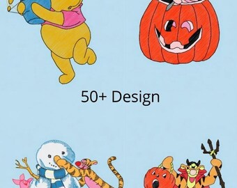 Cartoon Bear Embroidery Designs | 50+ PES Files (Instant Download)