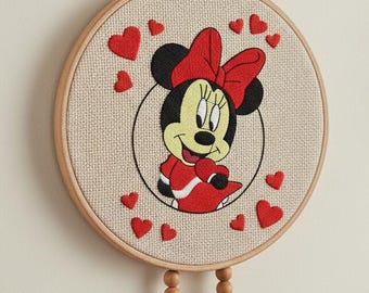 Minnie Mouse Hearts Applique Embroidery Design | DST Format (Digital File)