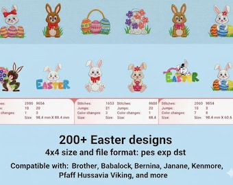 Easter Embroidery Designs Bundle 400+ Machine Embroidery Files 4x4 PES EXP RGB